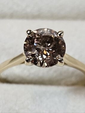 Certified 14kt. Gold Natural 1.52ct. Champagne Brown Diamond Solitaire Ring